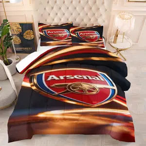 Arsenal Pattern Soft Blanket Set, Includes 1 Bed Blanket and 1 or 2 Pillowcases Without Pillows, Perfect Gift Idea
