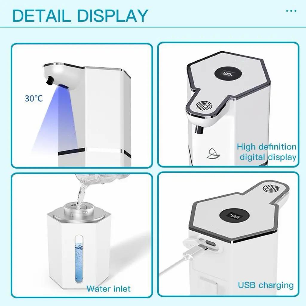 Touchless Automatic Soap Dispenser, USB Rechargeable Foaming Soap Dispenser, 12 oz, 4 adjustable levels, waterproof design, wall-mounted, essential for kitchen, bathroom, and home