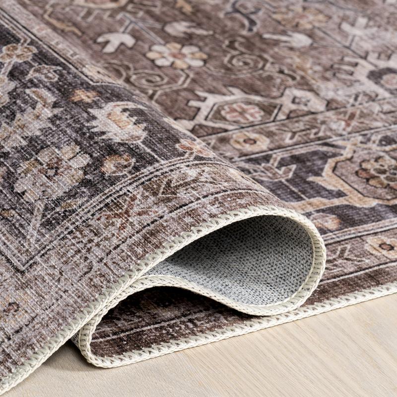 Rania SplashGuard Medallion Machine Washable Area Rug