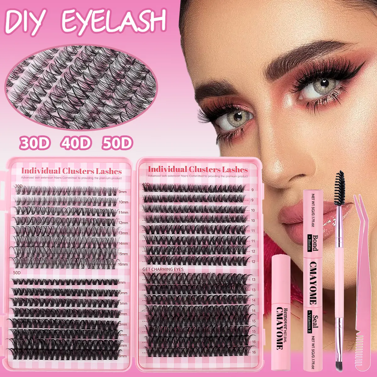 Lash Clusters Kit Natural - Lash Extension Kit With Lash Bond And Seal,Remover,Applicator,Cluster Eyelash Extensions Kit,Individual Lashes Kit