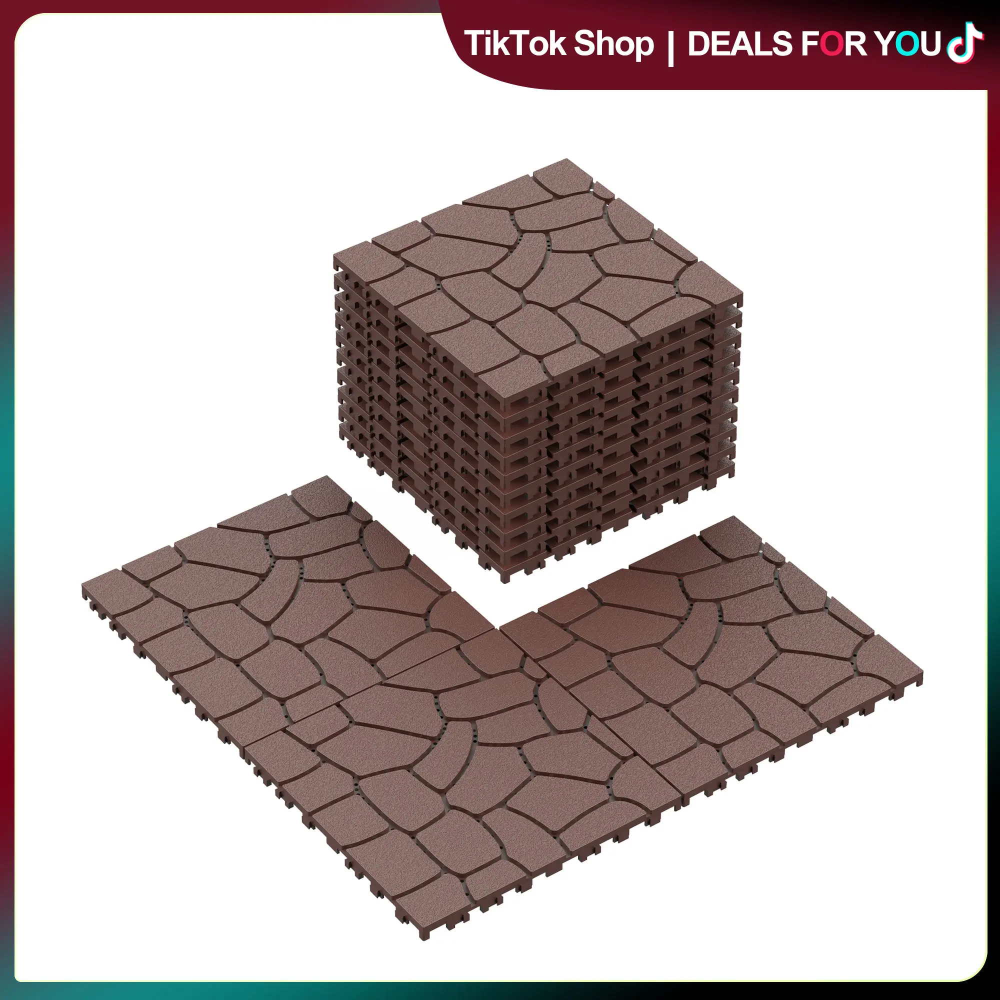 44-Pack HDPE Plastic Interlocking Deck Tiles, 12x12in Waterproof Square Shape Flooring with Better Stability, All-Weather for Pools, Patio Deck, Porch (Home Improvement Building Supplies)