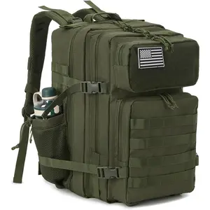 45L Molle Tactical Backpack for Men, 3-Day Emergency Survival Bag, Hiking Backpack with Water Bottle Pouch
