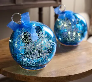 S/2 Illuminated Snowflake Holiday Ornaments by Valerie