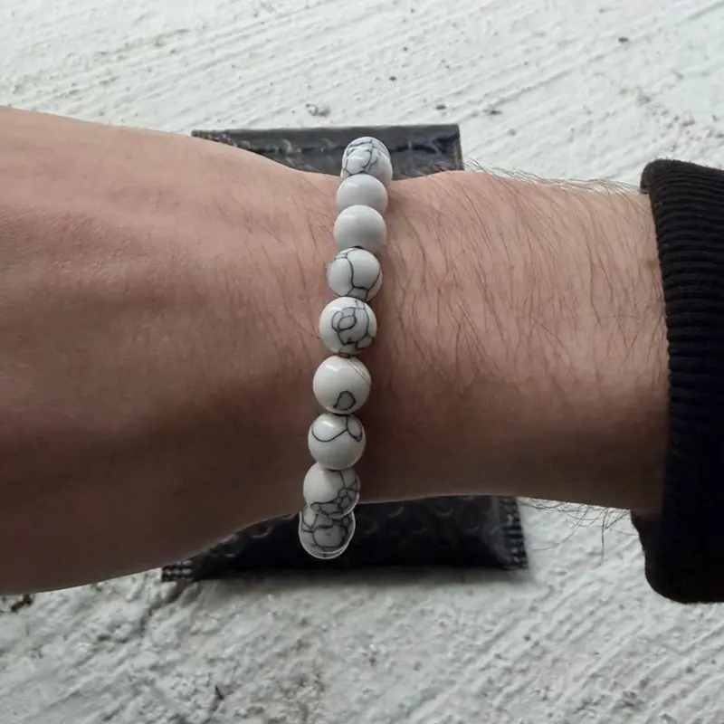 Minimal White Marble Bead Bracelet | Nova & Co