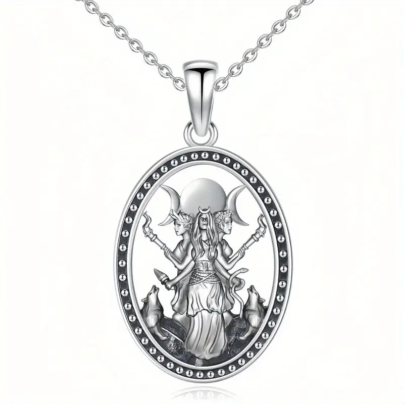 Vintage Hecate Necklace for Women Featuring the Sorceress Hecate Night of Hecate Ancient Goddess of Witchcraft Moon Amulet Pagan Jewelry