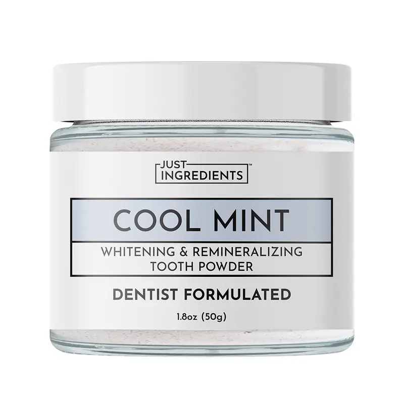 Whitening Remineralizing Tooth Powder (Mint) - Just Ingredients - Fluoride-Free, Whitens, Vegan, Clean - 1 oz Whitening