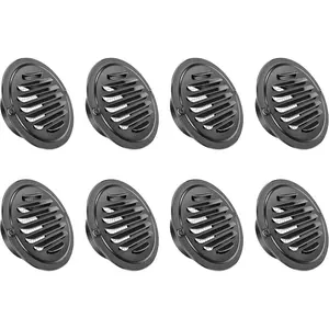 4 Inch 8-Pcs Black Round Stainless Steel Vent Cover, Soffit Louver Grille Exhaust Cover with Built-in Mesh Screen, Suitable for Kitchen Bathroom and Other Vent Places