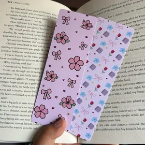 Cherry Blossom Bookmark - Purple Floral Design with Bow Accents for Book Lovers