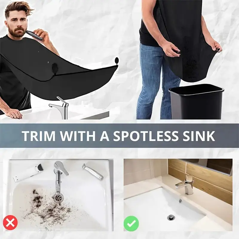 Beard Hair Trimming Apron Facial Hair Catcher Bib Shaving Cape Cloth for Men