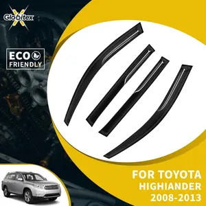 Tape-On Outside Window Visors Sun Rain Guards - JDM Mugen Style Mount Wind Deflectors with Sun Visor Extender for Car - 4PCS for Toyota Highlander 4-Door 2008-2013