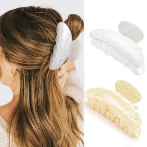 Claw Clips Medium Hair Clips Nonslip Hair Claw for Thick Hair Fancy Hair Accessories for Women (F-White+Beige, Free size)