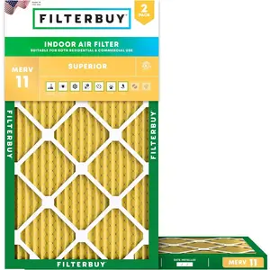 Filterbuy 15x30.5x1 Air Filter (2-Pack), Pleated MERV 11 Allergen Defense HVAC AC Furnace Air Filters (Actual Size: 15.00 x 30.50 x 1.00 Inches)