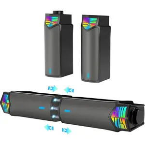 Computer Speakers for Desktop Gaming  with RGB Lights, 2 in-1  PC Speakers Soundbar USB , Can Be Split and Combined Freely