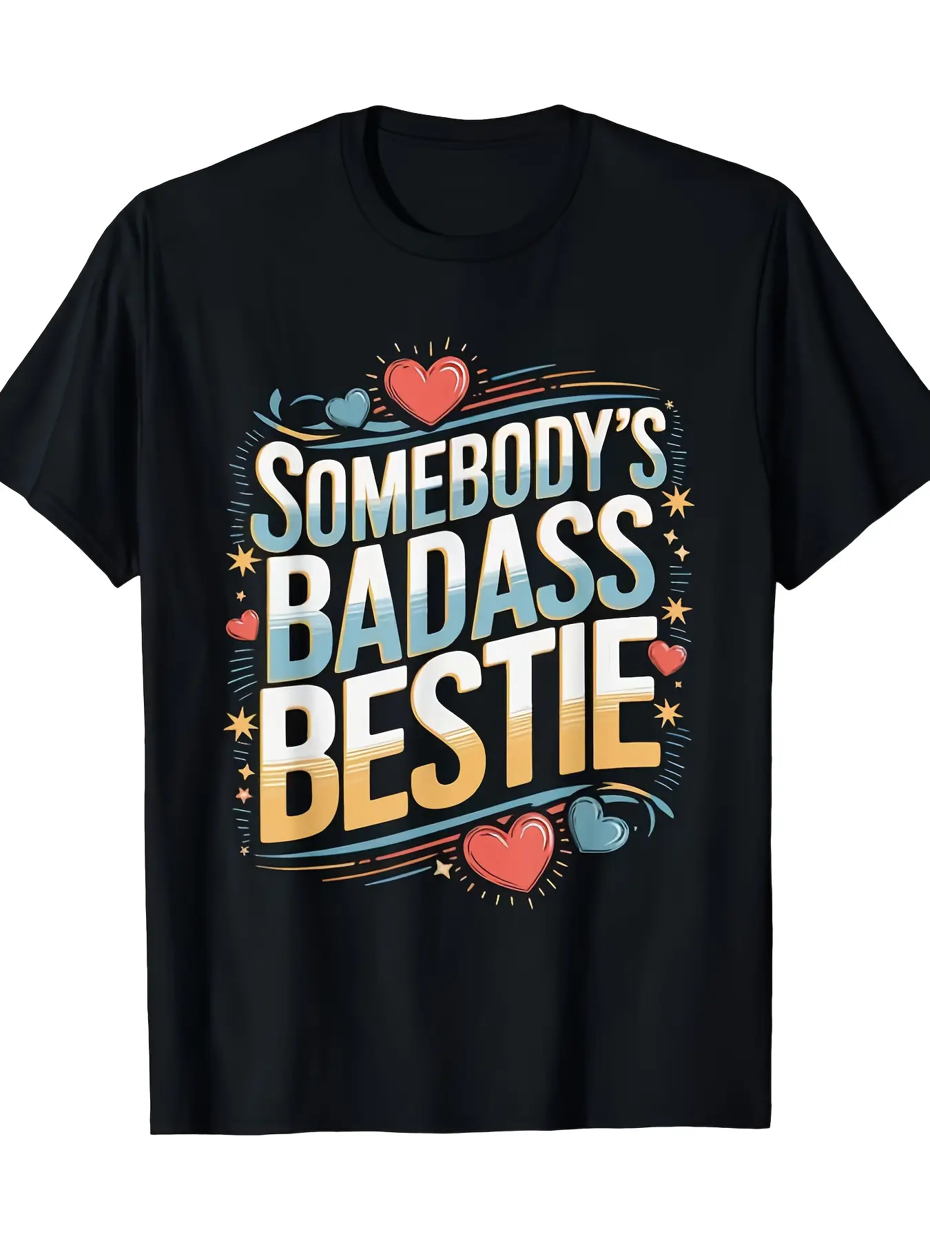 Besties Best Friend Matching Graphic T-Shirt - 100 unisex soft cotton short sleeve t shirt, vintage graphic casual tee for men women teens, perfect birthday holiday gift for camping travel gym daily street  wear