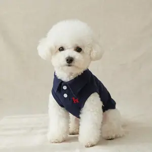 Cat Dog Pet Spring Summer Solid Color Embroidered Polo Vest Clothes, Comfortable & Stylish Design, Perfect for Daily Wear