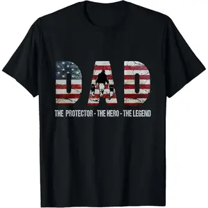 100% Cotton American Flag Dad Father's Day T-Shirt