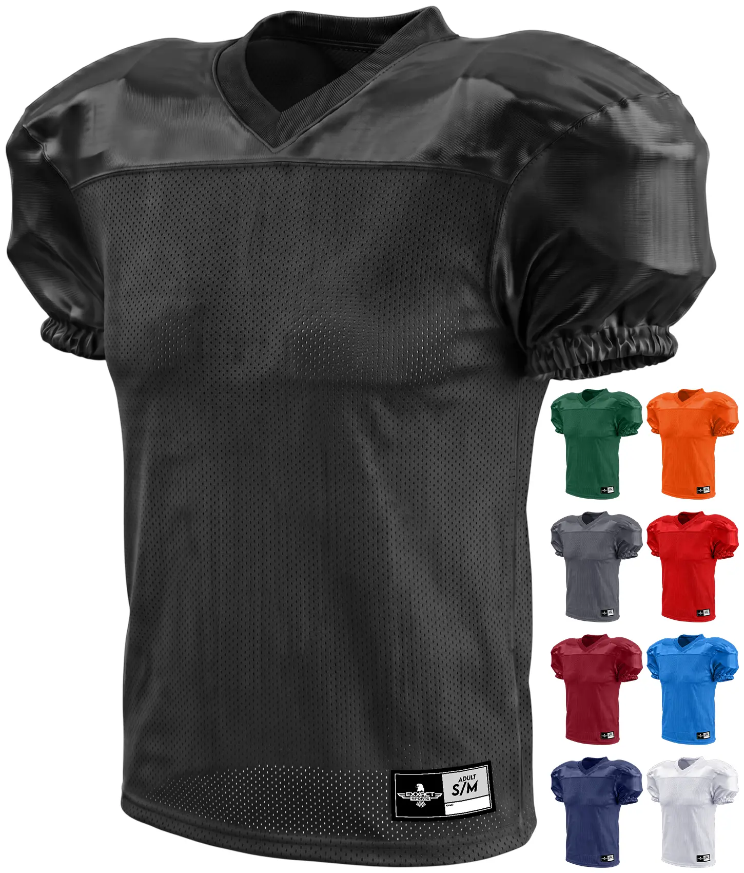 Exxact Sports Men’s Football Practice Jersey - Pro-Style, Lightweight & Breathable Mesh Football Jersey for Men (Black), Sport Jersey, Sport Outdoor Clothing