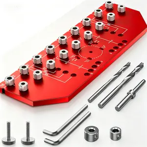 Drilling Jig Precision Positioning 2-in-1 Tool for 1/4" (6mm) and 5mm Shelf Peg Holes plus 35mm Cabinet Hinge Alignment Fixture| Aluminum Alloy Construction, Reusable Cabinet Hardware Template