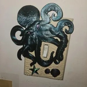 Kraken Beach Light Switch Cover - 3d Printed - Summer Themed Decor - Ocean Life