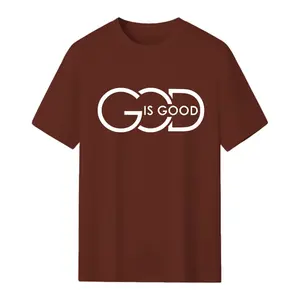 Men's Religious Print Casual Tshirt Top - Christian Cross Inspired Shortleeve Clothes, "God is Good" Biblical Quote Graphic, Modern Faith Fashion, Round Neck Crewneck for Outdoor Activities