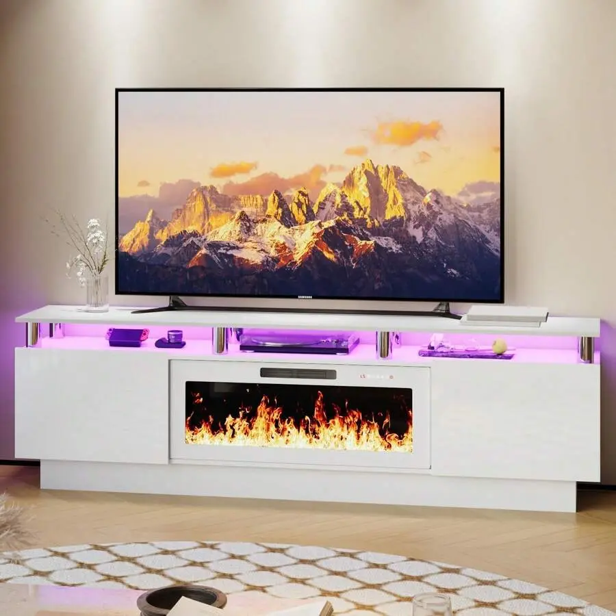 White-80Inch With White Fireplace