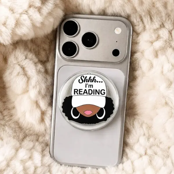 Shhh... I'm Reading MagSafe Phone Grip, Cute Bookworm Girl & Reader Cap PopSocket, Aesthetic BookTok Phone Accessory