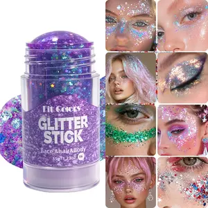 Multi-Use Glitter Stick for Face, Hair & Body - Chunky Holographic Sequins, Long-Lasting Shimmer for Festival, Rave & Party Makeup, Shimmering Body Glitter