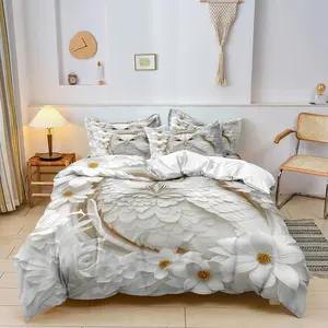 3-Piece Owl Flower 3D Print Bedding Set, King Size, Includes Fitted Sheet & Pillowcases, Perfect for Bedroom Decor Gift