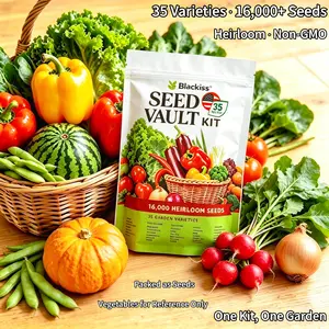 Heirloom Vegetable Seed Vault Kit - 35 Varieties, 16000+ Non-GMO Seeds, Ideal for Indoor/Outdoor Planting, Survival Garden Gift