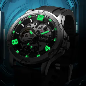 Fully automatic mechanical men’s watch featuring hollow Arabic numerals and luminous display; round rubber strap that is non-slip and breathable; gift guide for men included.