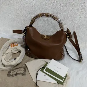 Pre-owned GUCCI Brown Leather Bamboo Handle Hobo Bag – Authentic Designer Handbag/WJ03511502