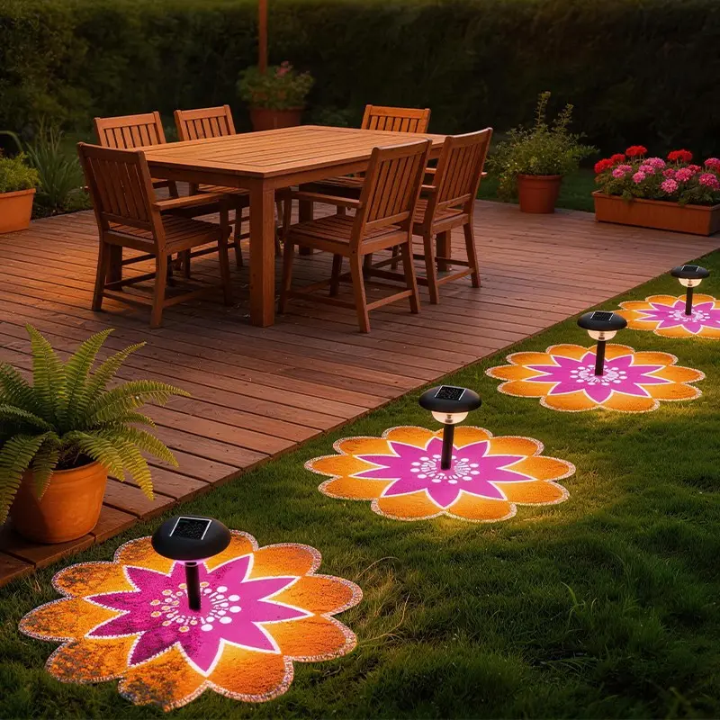 Solar LED Outdoor Petal Projection Lamp, Automatic Switch, 4 Flower Patterns, Garden Decor Light for Lawn, Pathway, Yard, Solar Garden Lights, Garden Decorative Lighting, Solar Ground Lights, Solar Garden Lamps, Solar Powered Lighting