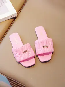 Girls' New Round Toe High-End Fashion All-Season Slippers, Casual Ruched Design, Available in, Rose