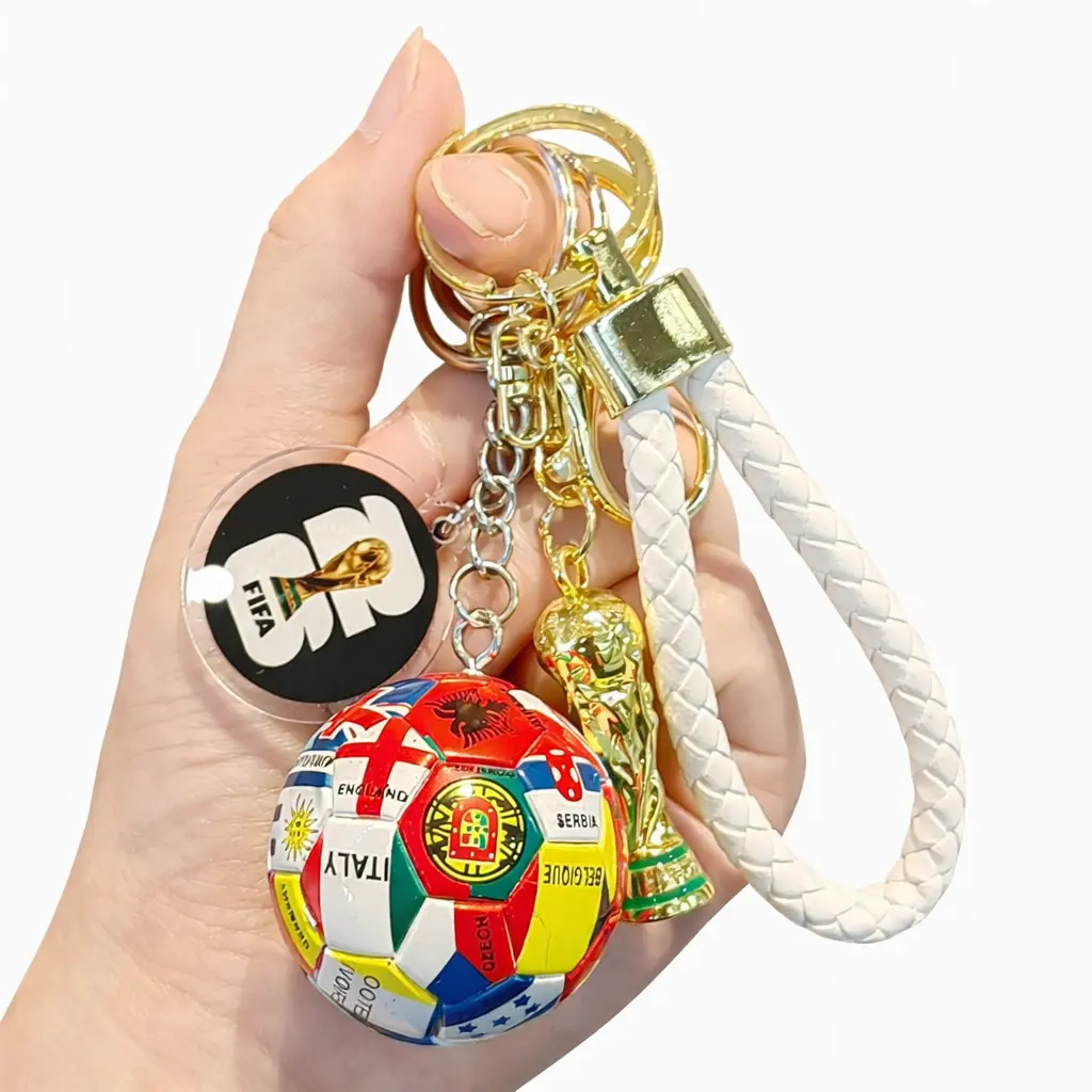 World Cup Trophy + 2026 Logo + International Flag