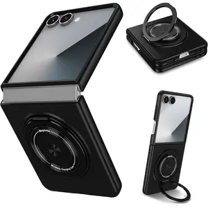 for Samsung Galaxy Z Flip 7，Rotate Ring Magnetic Protection Shockproof Cover Case，Foldable Slim Case Compatible with Samsung Galaxy Z Flip 7 (Black)