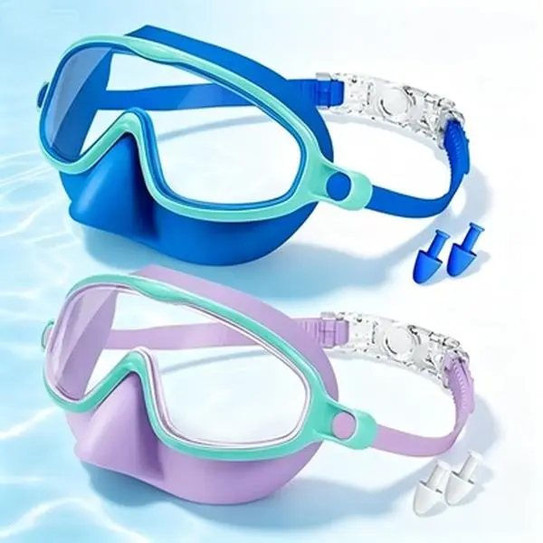 Unisex Sporty Chic Rainbow Mirrored Lens Swimming Goggles - Sealed Nose Cover, Leakproof Waterproof Silicone Mask, Anti-Fog, Anti-Scratch, UV Protection, for Pool Use, Beginners, Diving (Set 1), Goggles For Swimming, Adjustable homedecor, Bonus Earplugs,,