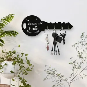Boho Style Wooden Key Rack with Shelf & Hook, Space-Saving Wall Mounted Organizer for Keys & Coats, Vintage Home Decor for Entryway Kitchen Office