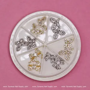 (Gold) 12 pcs Unique Butterfly Rhinestone Charm for Nails Art Designer