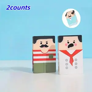 Cute Bald Man Erasers Set of 2, Fun and Adorable Rubber Erasers for Kids, Office Supplies, Back-To-School Gift, Christmas Present