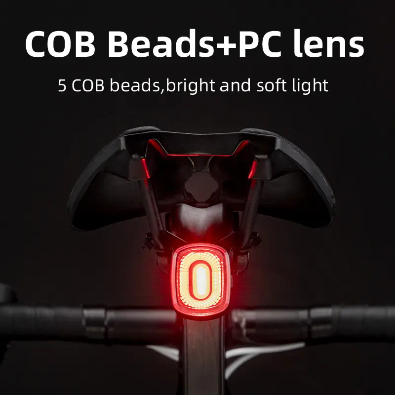 ROCKBROS Q4 Smart Brake LED Bike Tail Light, Waterproof USB-Rechargeable Ultralight ABS Bicycle Rear Safety Light with 5 Modes, Cycling Sports & Outdoor Accessories