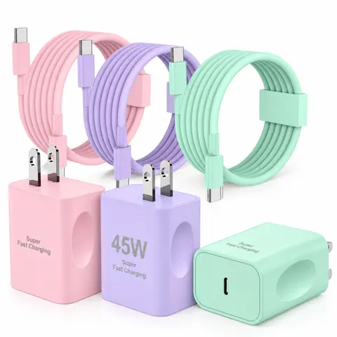 45W USB C Fast Charger with USB C Cable, 1/2/3 Pack Type C Wall Charger, Single or Dual USB C Port, Compatible with Samsung Galaxy S26/S25/S24 Series, iPhone 17/16/15 Series, Cellphone, Devices