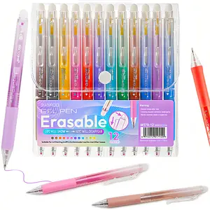 24Pcs( or 12 Pcs)Erasable Gel Pens 12 Colors Fine Point 0.7mm Colored Ink for Writing Journaling Notes School Office Home Assorted Colors M579-12
