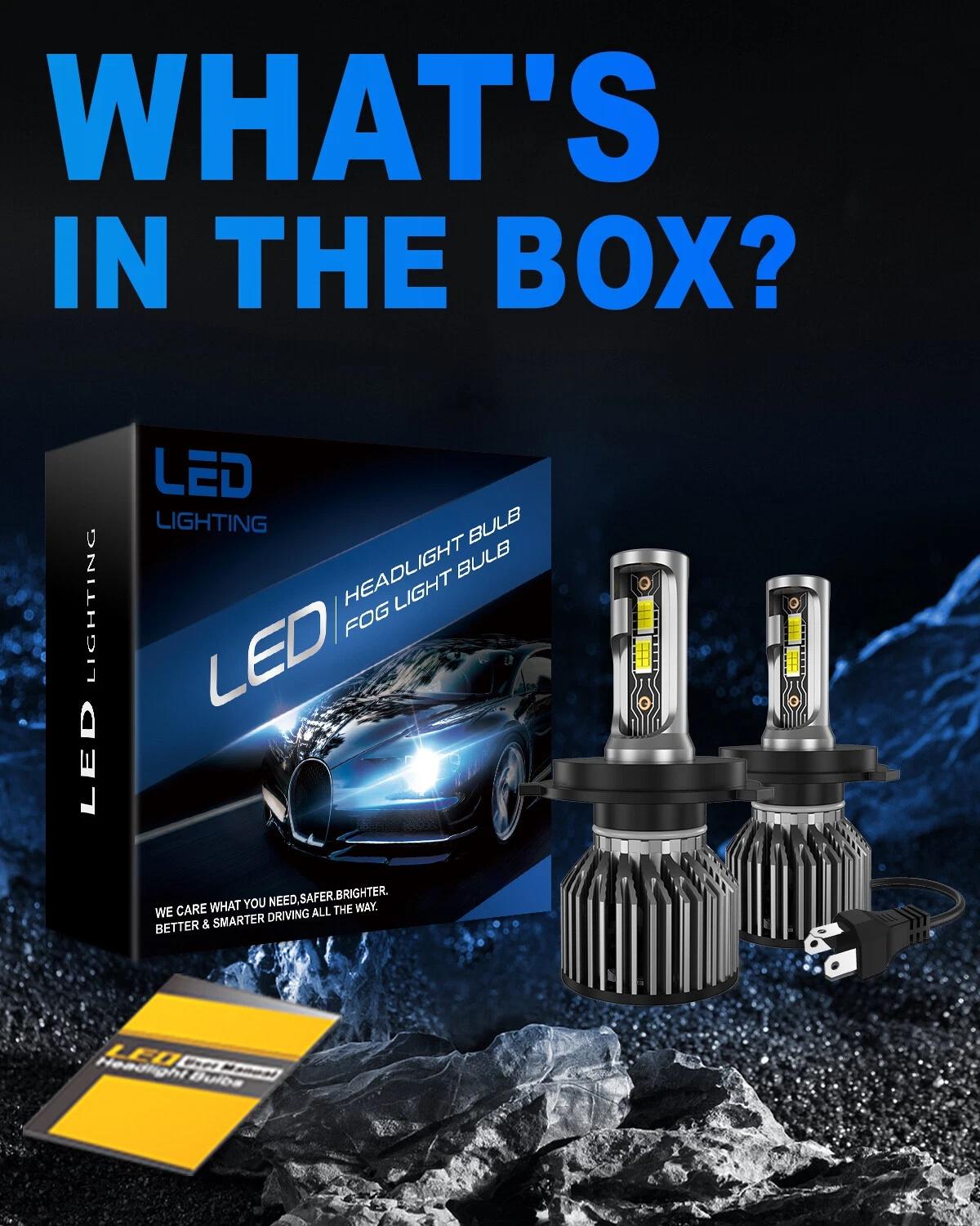 H13 LED Headlights High Low Beam Bulbs Extremely 6000K Bright White 36000LM