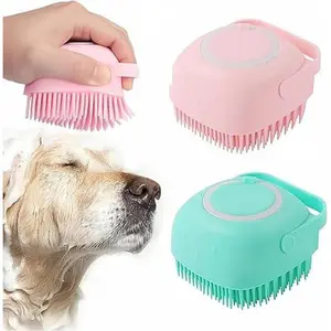 Pet Bath Brush, Silicone Massage Brush with ShampooDispenser, ldeal Bath Accessories for Dogs & Cats Deerskin Thick Absorbent Pet Towel