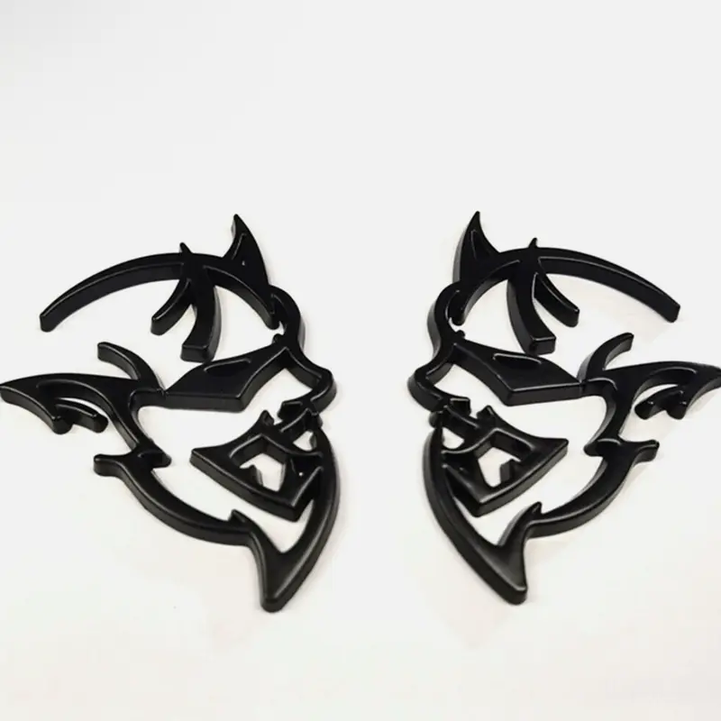 2x Metal Devil Cat Hellcat Demon Right & Left Fender Door Emblem Badge Nameplate