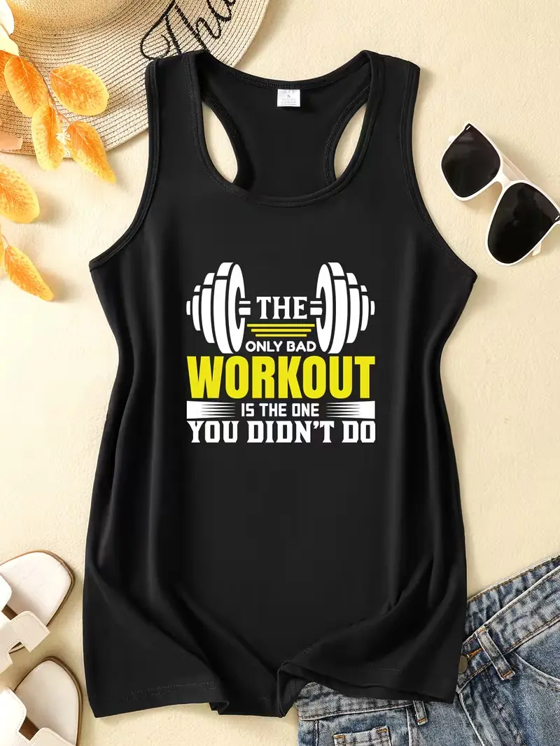 Women's "The Only Bad Workout" Motivational Gym Tank Top, Workout Tops, Stylish Gym Clothes, Gym Clothes Women