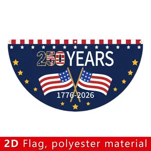 PAUSEBOLL  Fan-shaped Banner Banner for the 250 Anniversary of the Founding of the United States, Polyester Cloth, Can Be Used as Background Decoration Flag in the Anniversary