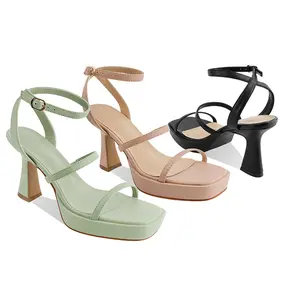 Women's Sandals Chunky High Heels Platform Buckle Straps