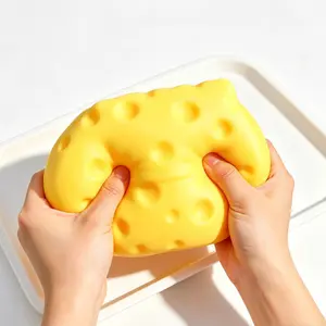 10cm Square Cheese Block Fidget Toy – Soft TPR Slow Rising Squishy, Funny Food Shape Stress Ball Alternative, Perfect Gift for Squishy Lovers