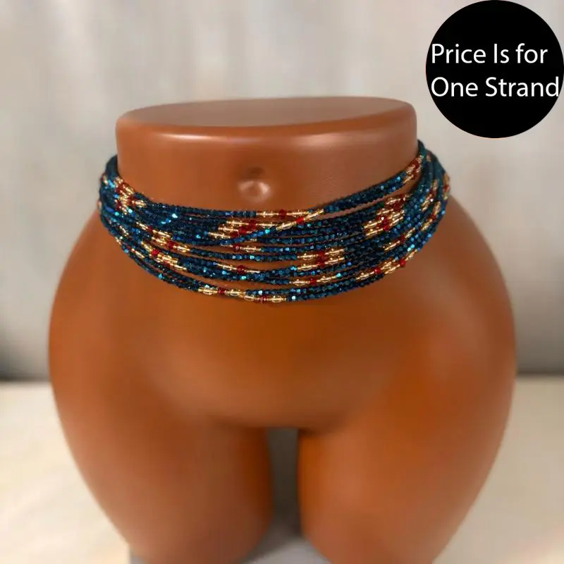 Auntie Ama Africa Crystal Waist Beads.45 inches (One Strand) Colorful Beaded Accessory for Stylish Wear